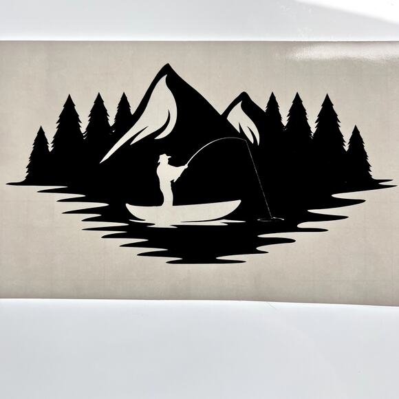 Handmade Rectangular Vinyl Car Window Decal Fisherman Sticker 6" X 3 1/4" - Picture 1 of 2